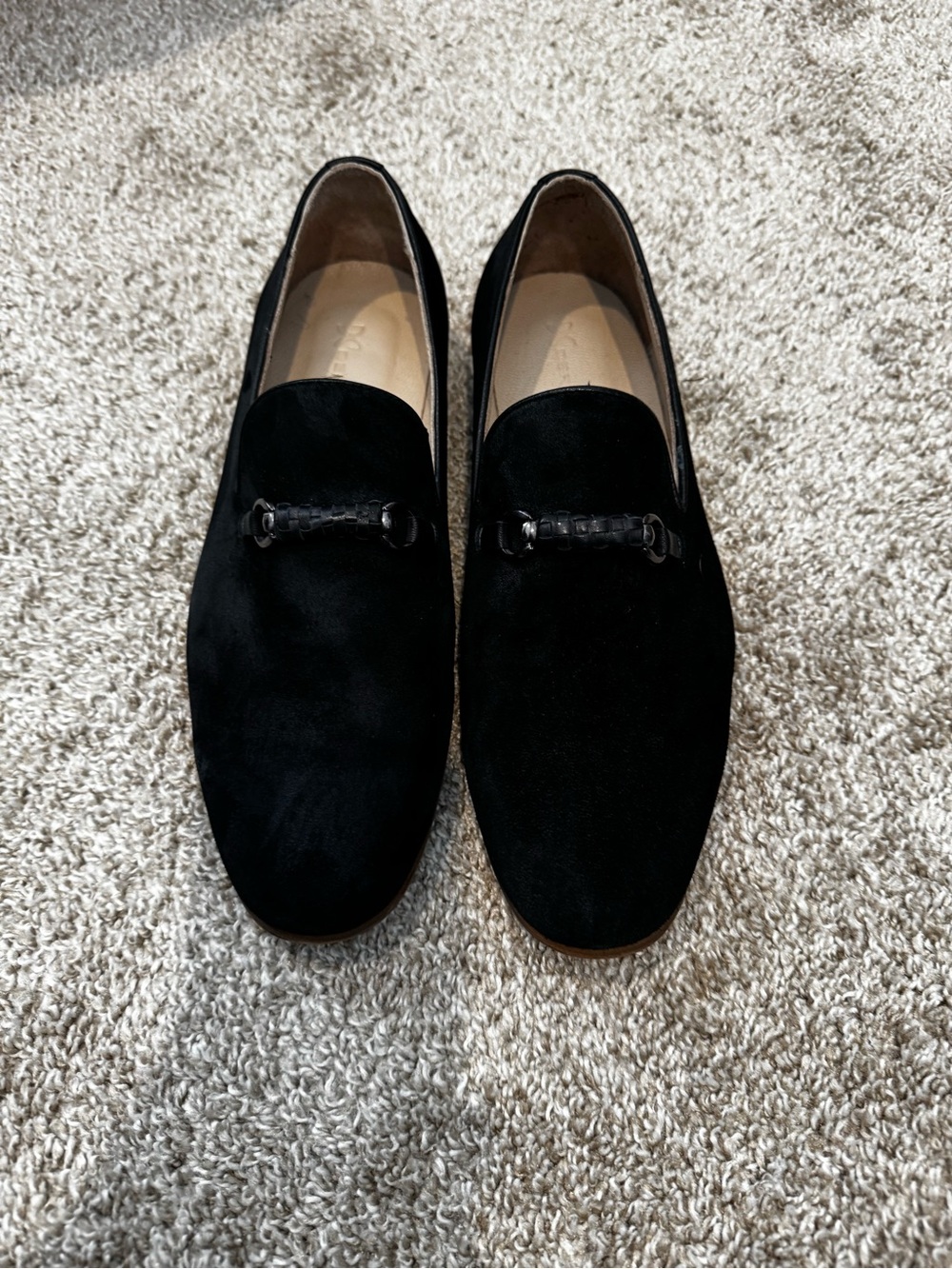Men's Black Suede Slip-On Loafers with Metal Bit